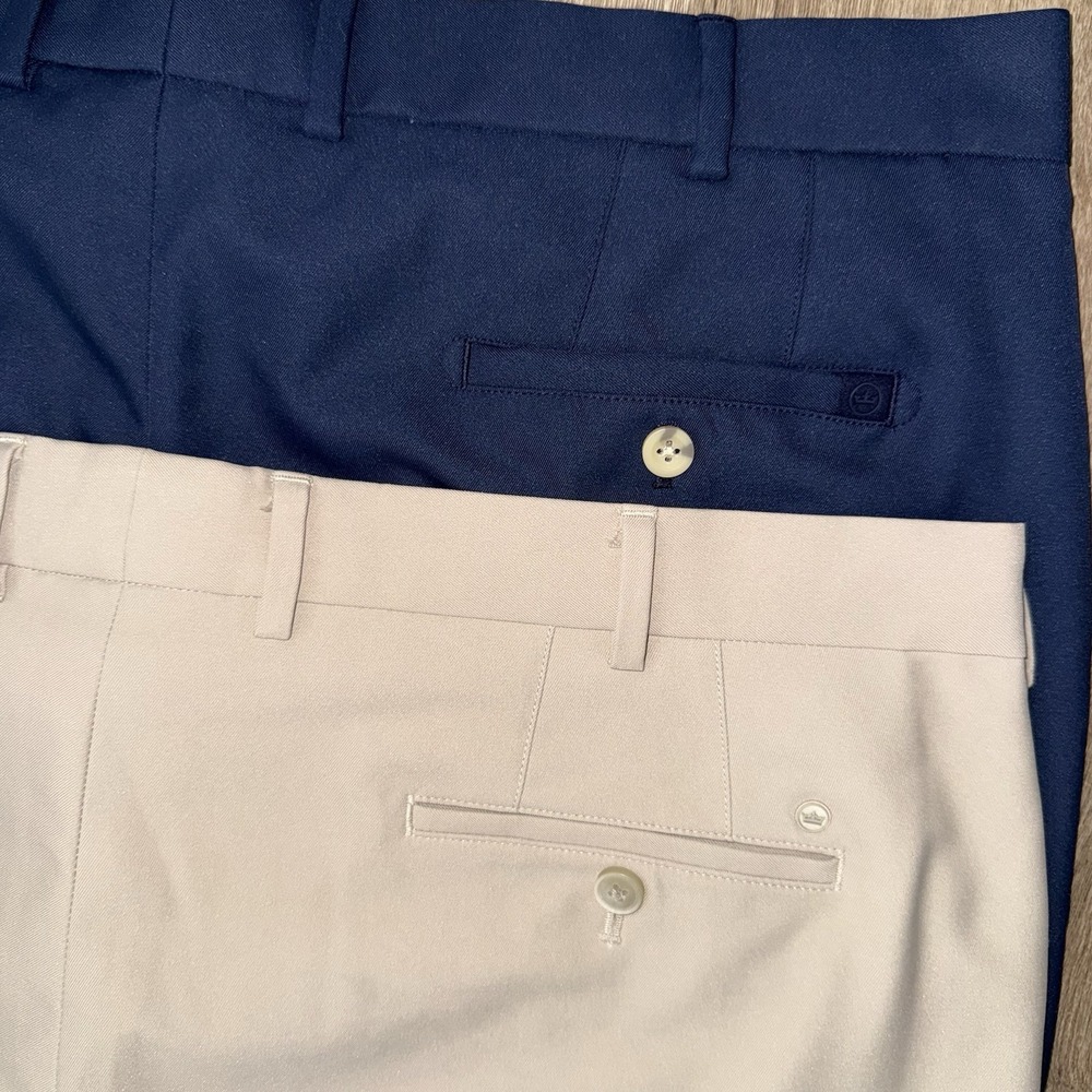 Lot Of 2 Peter Millar Salem Performance Shorts Men's 40 9" Beige Navy Classic